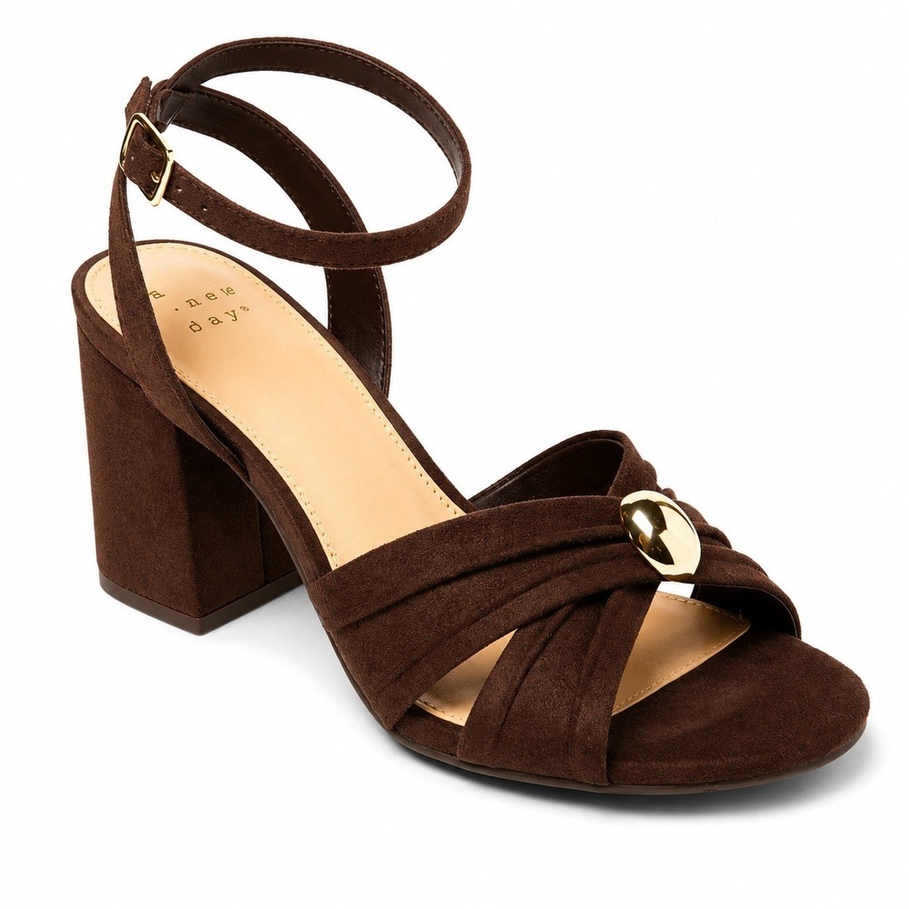Women's Bibi Strappy Peep Toe Heels by A New Day Brown Size 9.5 New Without Tags